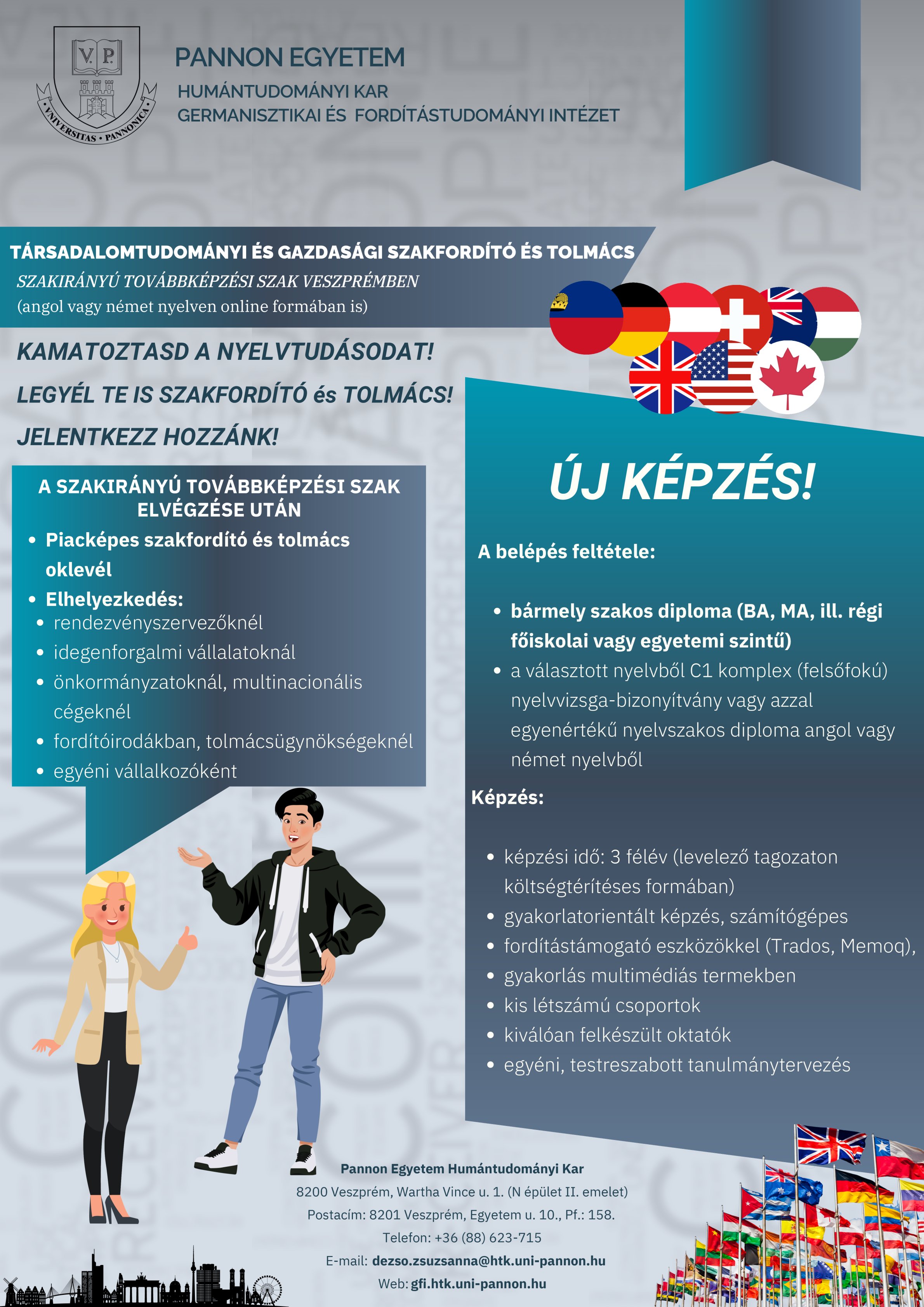 ÚJ KÉPZÉS (angol vagy német nyelven)! Társadalomtudományi és gazdasági szakfordító és tolmács szakirányú továbbképzési szak 